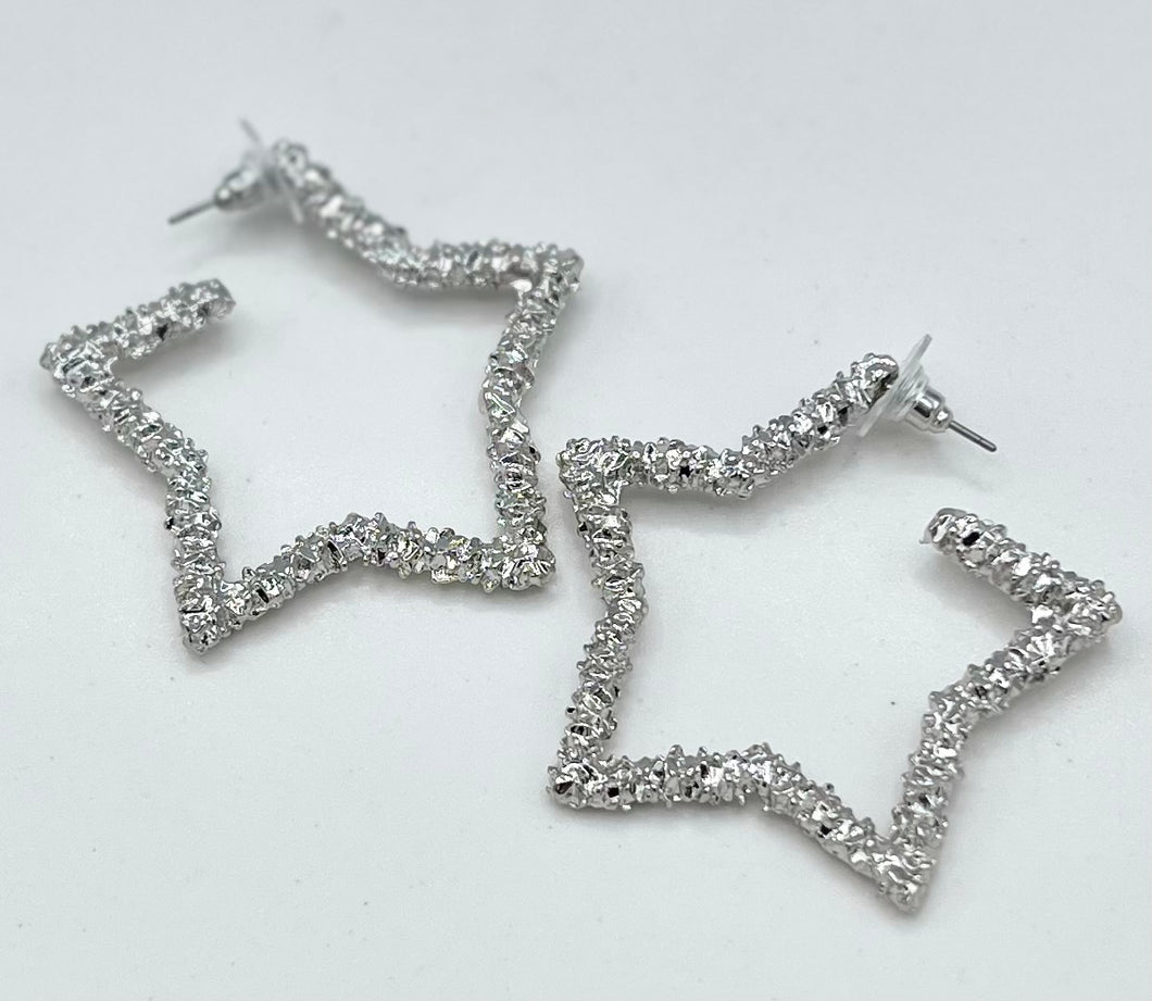 Sasha Silver Shiny Star-Shaped Post Back Earrings