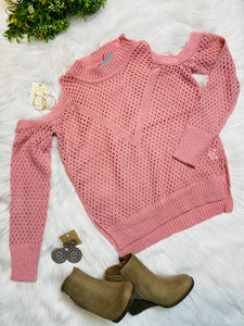Light Pink Open Shoulder Sweater