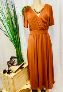 Surplice Midi Hazelnut Dress