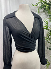 Load image into Gallery viewer, *CLEARANCE* Black, Beige, or White Sheer Long Sleeve Self Tie Top