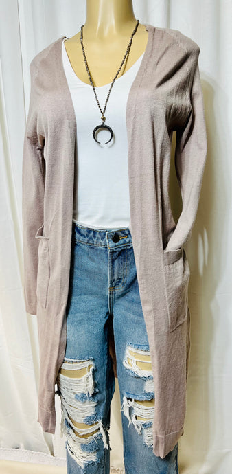 Light Pink Light Weight Long Sleeve Cardigan w/ Pockets