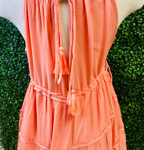 Carmen Babydoll Coral Color Flowy Dress