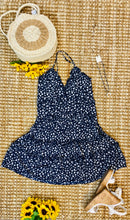 Load image into Gallery viewer, Navy Floral Print Adjustable Strap Dress