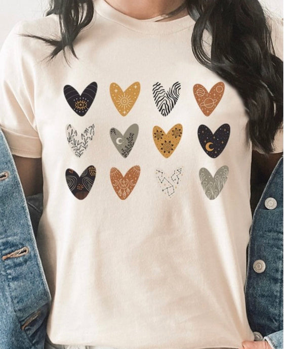 Hearts Valentines Round Neck Tee