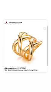 18K Gold Plated Double Row Infinity Ring