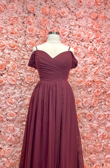 Aurora Burgundy Spaghetti Strap Pleaded Dress