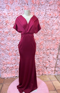 Nancy Burgundy Off the Shoulder Long Stretchy Dress