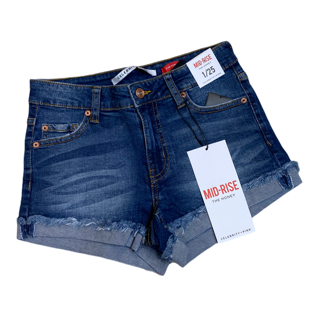 Medium Blue Mid Rise, Vintage Inspired Short Shorts