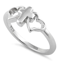 Load image into Gallery viewer, .925 Sterling Silver Cross Hearts Ring