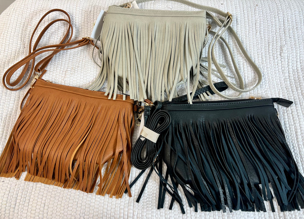 Black,Grey ,Olive,Brown Fringe Crossbody Handbag