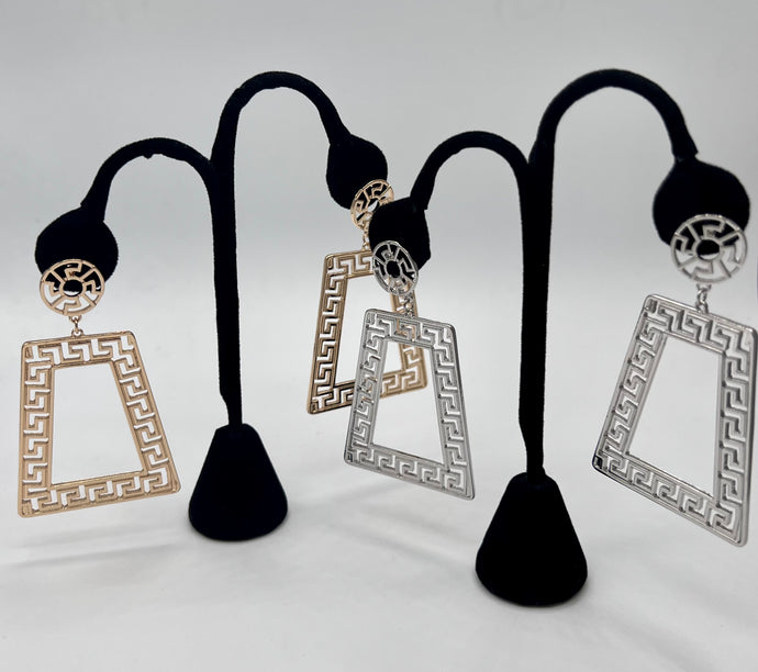 Olivia Silver or Gold Tone Inspired Triangle Dangle Post Back Earrings