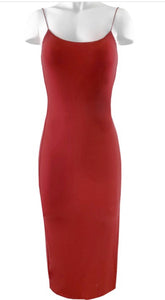 Allyson Deep Red Skinny Spaghetti Bodycon Dress