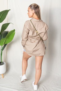 Camila Camel Poplin Button Front Shirt