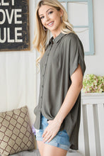 Load image into Gallery viewer, Olivia Olive or Mustard button Down Short Sleeve Top