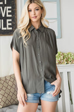 Load image into Gallery viewer, Olivia Olive or Mustard button Down Short Sleeve Top