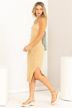 Load image into Gallery viewer, Anastasia Midi Oatmeal Spaghetti Strap Knit Dress