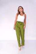 Load image into Gallery viewer, Olive Drab, Pink, Beige Regular Fit High Rise Wide Leg Pants