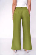 Olive Drab, Pink, Beige Regular Fit High Rise Wide Leg Pants