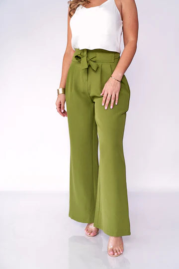 Olive Drab, Pink, Beige Regular Fit High Rise Wide Leg Pants