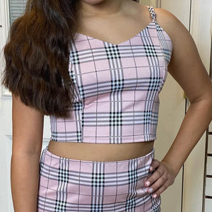 *CLEARANCE* Vanessa Pink Plaid Skirt set (2pc)