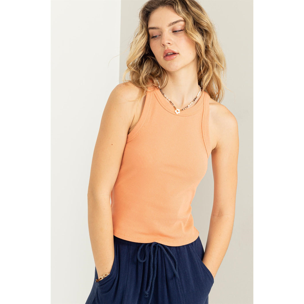 Creamy Peach Summer Dream Ribbed Tank Top