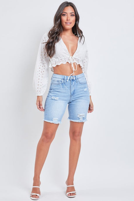 Alinna Hybrid Dream High-Rise Frayed Hem Shorts