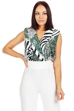 Load image into Gallery viewer, Grecia Green/Black Animal print Bodysuit