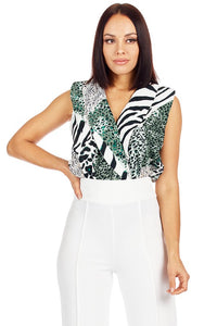 Grecia Green/Black Animal print Bodysuit