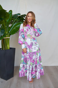 Susan Capri Floral Print Maxi Dress