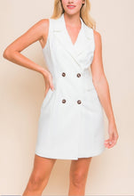 Load image into Gallery viewer, Griselda Apple or White Sleeveless Blazer Dress Surplice V Neck Button Detail