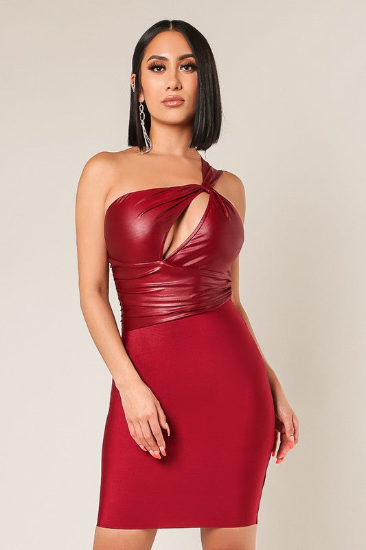 Alexxis Red One Shoulder Body Dress