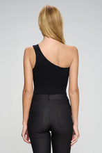 Load image into Gallery viewer, Black One Shoulder Asymmetrical Tank Bodysuit