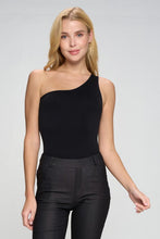 Load image into Gallery viewer, Black One Shoulder Asymmetrical Tank Bodysuit